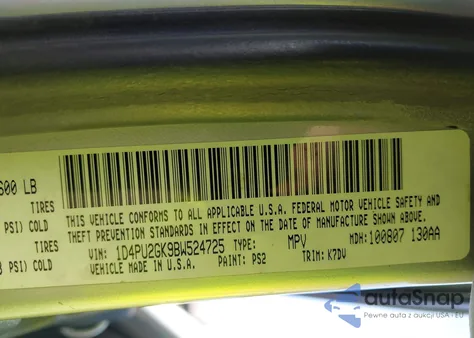 2011 Dodge Nitro Se from USA, damaged, VIN 1D4PU2GK9BW524725